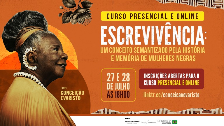Imagem da escritora Conceição Evaristo e informações do curso
