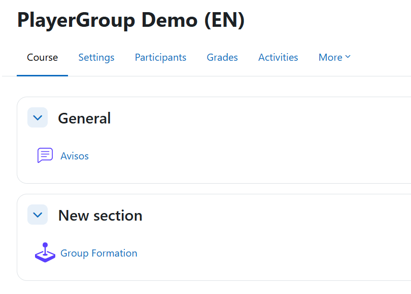 The activity appears on the course page like any other resource
